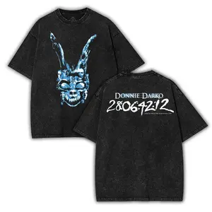 Donnie Darko Movie Shirt Double Printed Oversized Unisex Acid Washed Cotton T-Shirt, Donnie Darko Tshirt, Gift For Movie Fan, Streetwear Halloween T-shirt