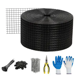 GAOMON 6in x 120ft Solar Panel Bird Guard, Critter Guard for Solar Panels, 1/2 Inch PVC Coated Galvanized Wire Mesh Roll Kit with 100pcs Fastener Clips, 100pcs Cable Ties, Cutting Scissors and Gloves