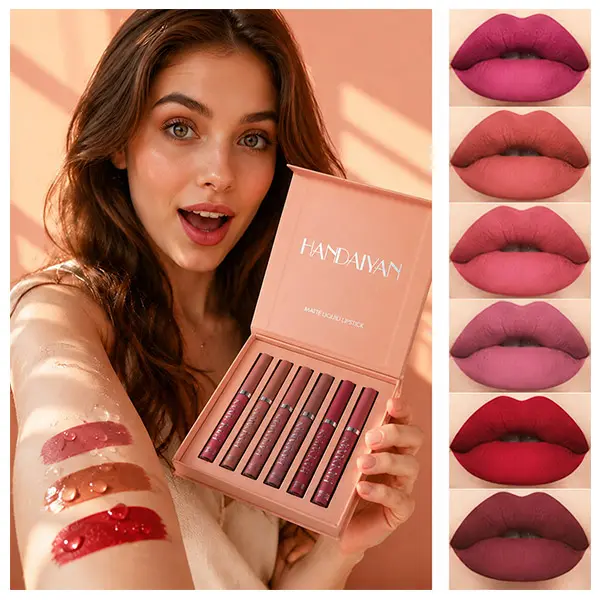 Long-lasting Matte Lipstick (6pcs/set)Waterproof Matte Lip Balm, Easy Coloring LipSticks, Lipgloss Suitable for All Occasions LipMakeup, Girls and Women Cosmetic satin texture Lip Products Makeup Lip Care
