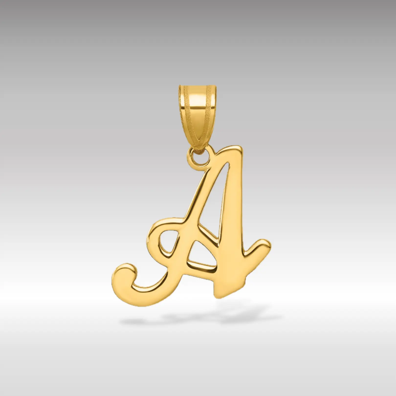 14K Gold Large Letter "A" Script Initial Pendant - Model YC1540A