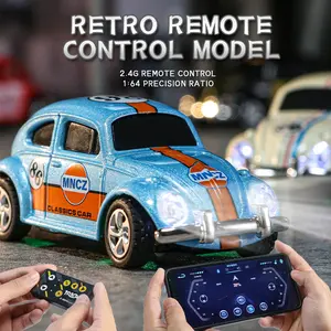 New RC Remote Control Car MINI 1:64 Alloy Classic Beetle Car APP Control 2.4GHz All-Terrain 3-Speed USB-C Rechargeable Indoor Outdoor Racing Toy Fun Gift for Kids Boys