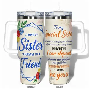 1pc Stainless Steel Cup 40oz/30oz/22oz/20oz/14oz Water Bottle Insulated Mug Tumbler,Funny Design With Special Sister Always My Friend Double-layer insulation Leakproof Large Capacity, Needed for Gym, Hiking, Travel Ideal Birthday Ch