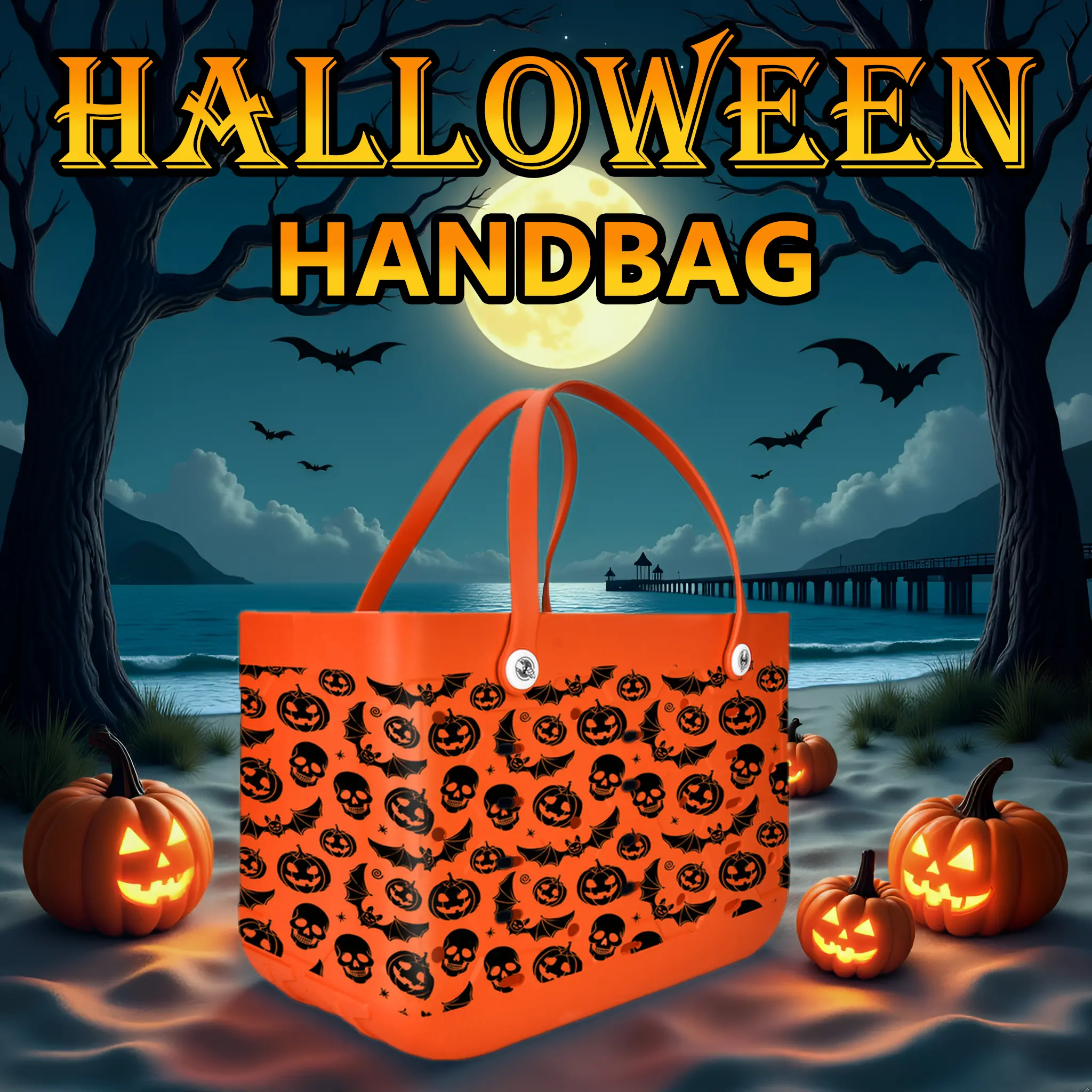 Halloween Trendy EVA Summer Bag | Quick-Dry & Easy to Clean | Perfect Beach Carryall