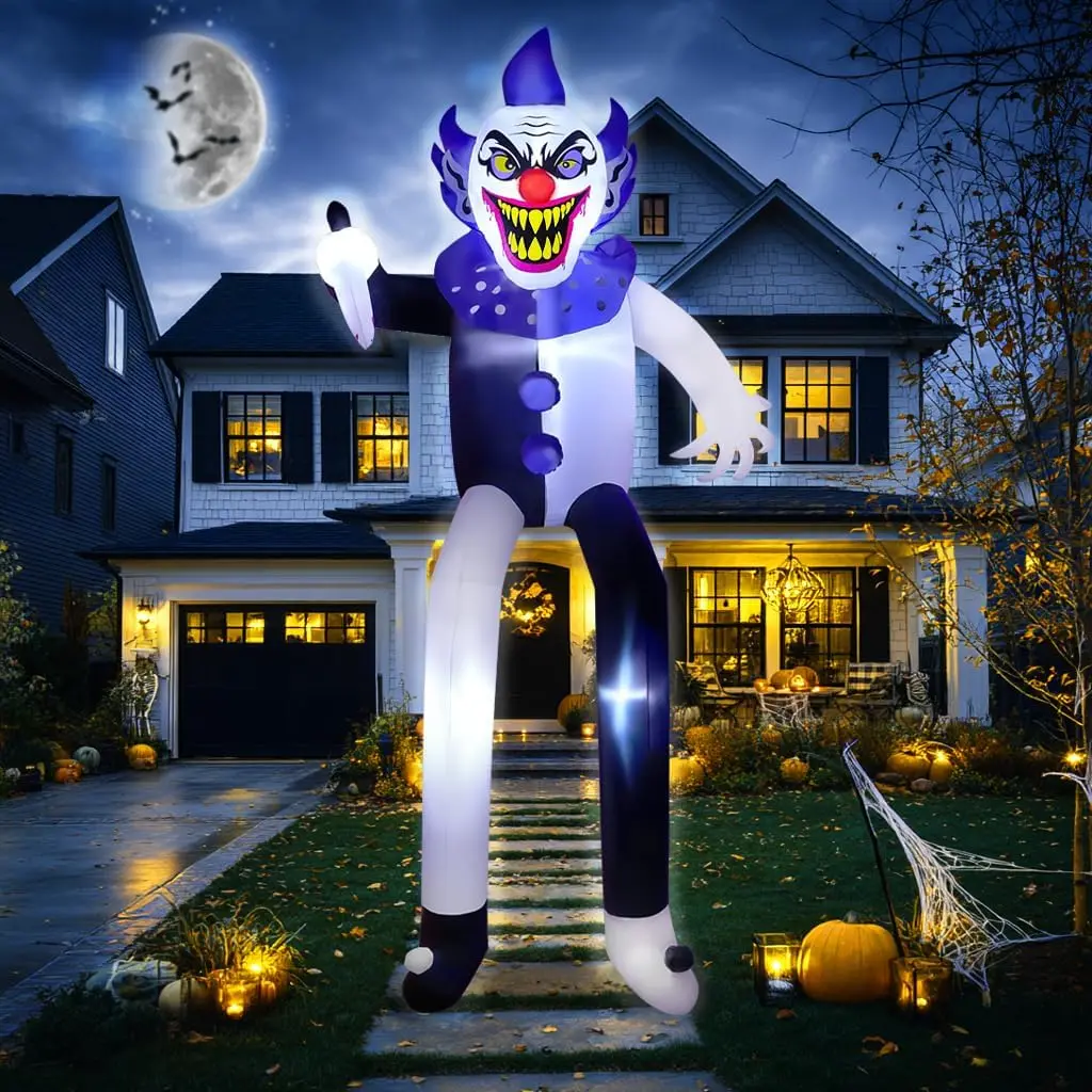 9FT Tall Halloween Inflatables Creepy Killer Clown Decorations Built-in LED Lighted Blow Up Decoration Home Yard Outdoor Indoor Garden Lawn Decorspooky season decor, spooky yard decor, halloween yard decor, halloween gift for him and her, 2026 gift