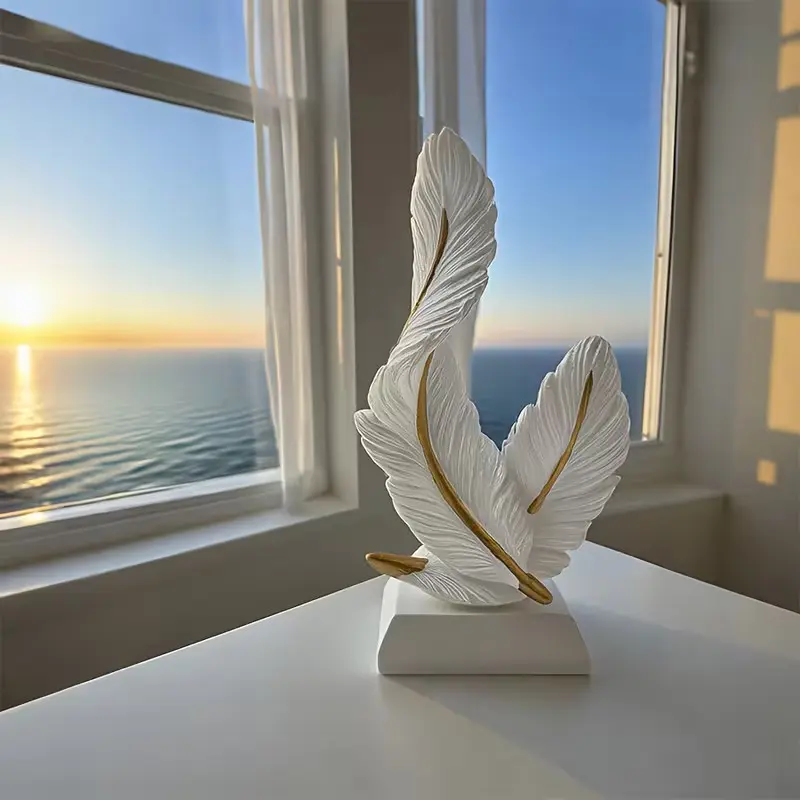 Minimalist Luxury Feather Ornament, Decorative Piece, Decor Ornaments, Decorations and Ornaments, Boujee Home Accessories, Ideal for Home & Bedroom Decoration, Perfect Housewarming Gift, Enhance Your Living Space, Feather Figurine