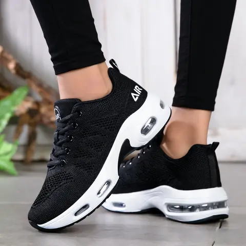 Women's Versatile Lace-Up Casual Trainers - Lightweight Breathable Mesh Upper Running Athletic Shoes, Road-Grip Sole, Workout Sneakers, Versatile Running, Suitable for Outdoor Walking & Work Casual Wear