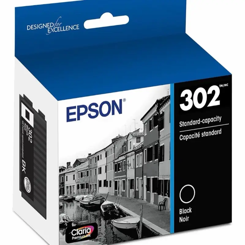 EPSON 302 Claria Premium Standard Capacity Ink Cartridge (T302020-S) - Compatible with Expression XP-6000, XP-6100