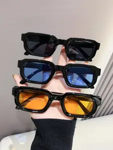 Vintage Square Small Frame Sunglasses, Casual Fashion Eyewear for Men & Women, Perfect for Summer Outdoors Beach Travel Dates