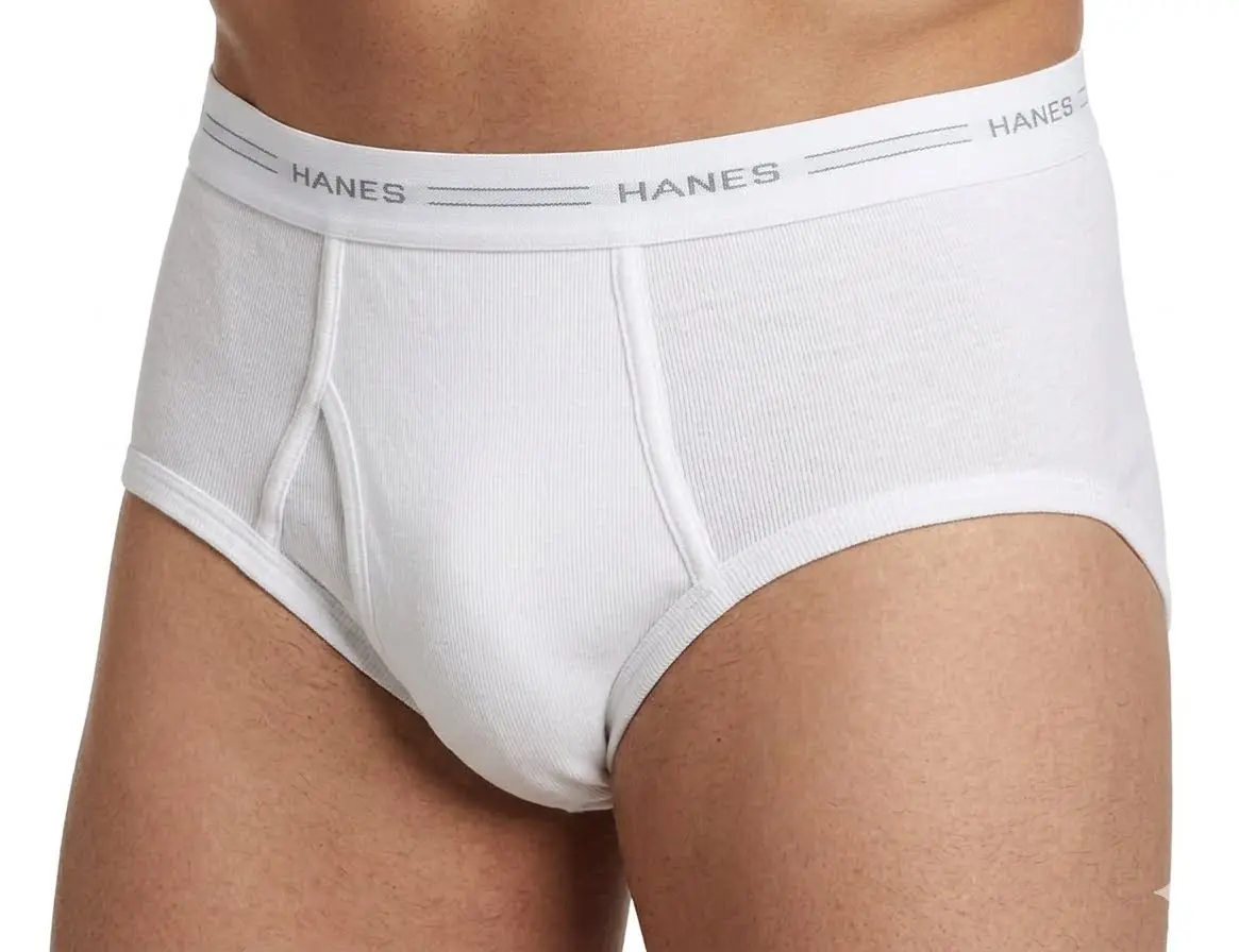 Hanes Men's Traditional Cotton Briefs, Solid White, Tagless, Breathable & Moisture-Wicking, 6-Pack, Menswear, Plain, Regular, Mid Waist, Soft Cotton