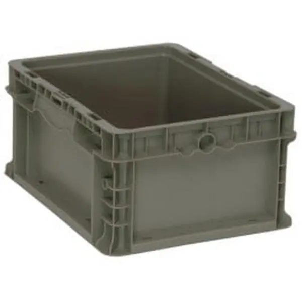 Gray Straight Wall Plastic Storage Boxes with Grab Handles - 12x15x7.5 in Opaque Thick Color PP Open Storage Bins for Home Organization & Shipping