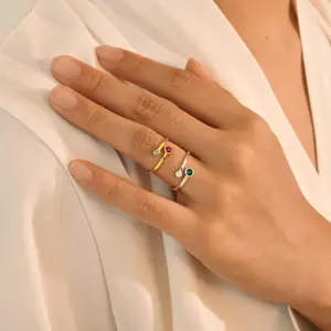 Dual Birthstones Ring, 2 Birthstone Ring, Couples Birthstone Ring, Stacking Ring, Christmas Gifts, Gift For Mom/Mother,Birthday Gift For Her