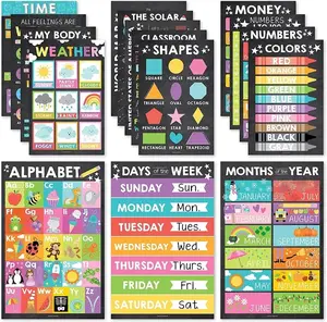 【Father's Day Gift】16 Educational Posters for Classroom Must Haves - Laminated Pre-K Posters for Toddler Homeschool Essentials, Toddler & Preschool Learning Activities, Kindergarten Classroom Decor