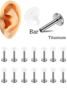 1PC Transparent Round Acrylic Flat Labret Top With Internal Thread Titanium Or Surgical Steel Bar Ear Cartilage Helix Earrings Cartilage Helix Piercing