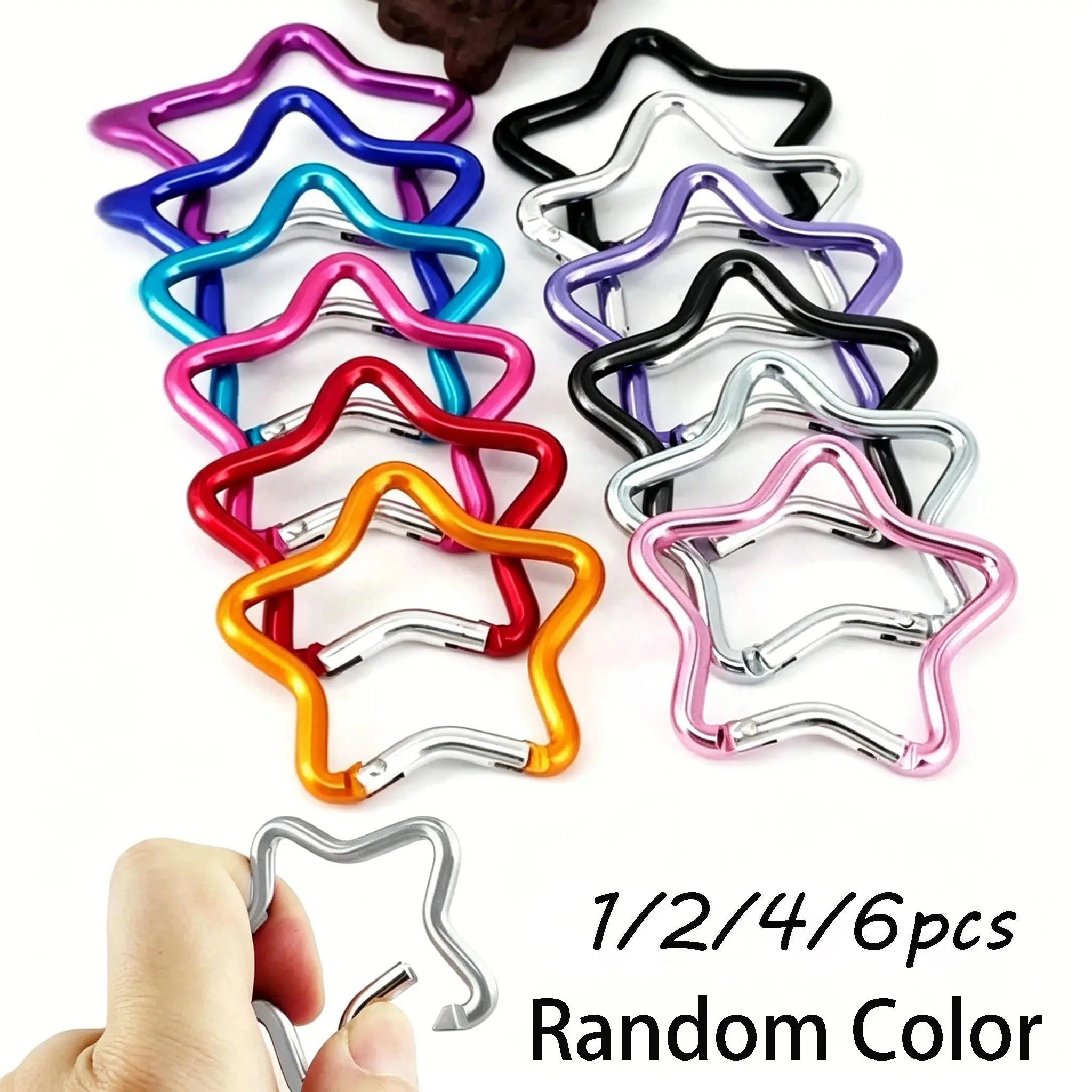 Multicolor Star Shaped Hook Spring Clip Keychain, Star Carabiner, Outdoor Camping Accessories, DIY Aluminum Alloy Backpack Pendant Keyring, Carabiner Hooks, Carabiner Clips