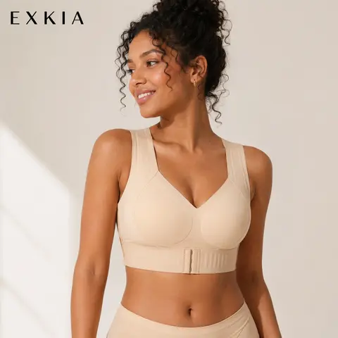 EXKIA Women's Solid Posture Shaping Wireless Bralet - Fitness Bralette, Soft Molded Cup Underwear for Yoga, Gym Training#tiktokshopstockup, Posture Shaping Bra