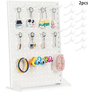 Metal Jewelry Display Rack - Stylish Pegboard Organizer Stand for Necklaces, Earrings, Studs, DIY Beading Projects & Home Storage Organization
