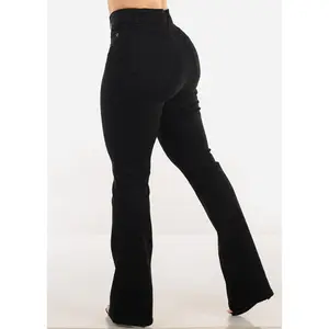 Super High Waist Push Up Bootcut Jeans Black