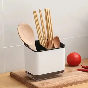 Kitchen Counter Utensil Drying Rack, Adjustable Water Drain Function, Knife Fork Spoon Organizer, Easy Cleanup, Space-Saving Design, Dish Drying Organizer