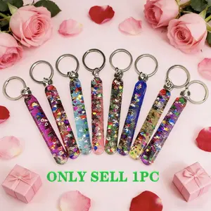 Romantic Keychain Set, Multicolor Options, 4-Inch Flowing Sand Design, Ideal Gift for Holidays & Special Occasions, Versatile Accessory, Cute Keychain