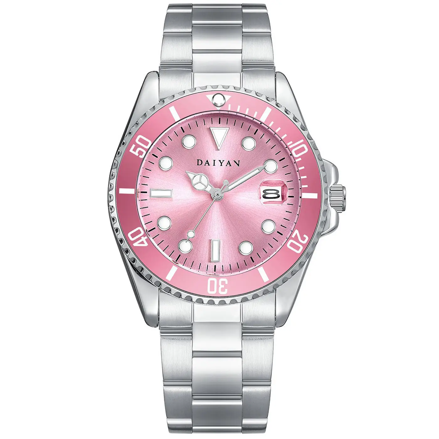 Women's Fashion Diver-Style Japanese Quartz Watch - 38mm Analog Display, Luminous Hands, Date Window, 30M Water Resistant, Silicone/Stainless Steel Strap with Clasp, Fashion Accessories for Women, Date Display, 30M - 50M