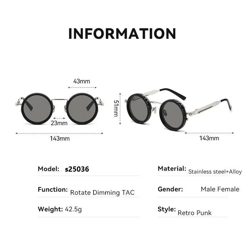 Polarized Round Sunglasses ND9 Adjustable Dimming Sun Glasses Men Women Retro Punk Men's Fishing Eyeglasses Outdoor Shades UV400 Indoor leisure equipment