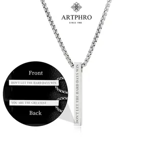 ARTPHRO Men's Minimalist Rectangular Pendant Necklace - Titanium Steel, Dragon Bone Chain, Modern Fashion Accessory, Short Daily Wear, Ideal Gift for Boyfriends, Minimalist Necklaces, Modern Fashion Accessories