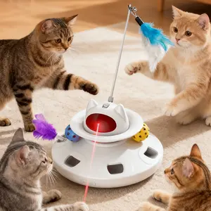 4-in-1 Interactive Cat Toy – Laser, Feather, Ball, and Hide & Seek, Keep Indoor Cats Entertained