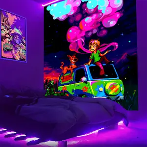 Psychedelic Nebula Design UV Reactive Fluorescent Wall Tapestries, Glow-in-the-Dark Polyester Wall Decor for Bedroom, Party, Game & Living Rooms, Multiple Sizes Fabric, Easy Clean, Soft & Durable, Perfect Gift for Space & Psychedelic Decor Lovers