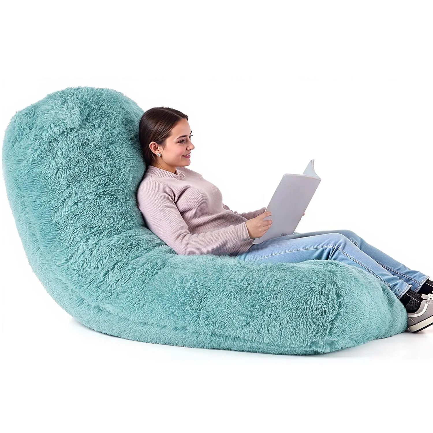 【Summerfinds】VEVOR Bean Bag Chair, Giant BeanBag Chair with Removable & Washable Cover for Adults, Fluffy Plush & High-Density Foam Filling Floor Adult Bean Bag with Zapper, Ideal for Living Room, Bedroom, Blue