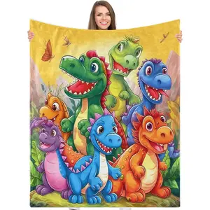 Super Soft Flannel Blanket for Sofa and Travel, Non-Pilling Lightweight Dinosaur Design, Home Decoration Cover Blanket, Cozy Relaxation