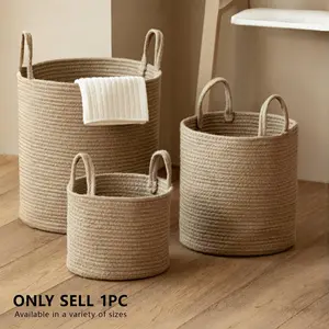 Foldable Handwoven Weaving Laundry Basket with Handle, Large Capacity Round Folding Storage Basket, Available in and, Multi-Purpose Use, Handcrafted