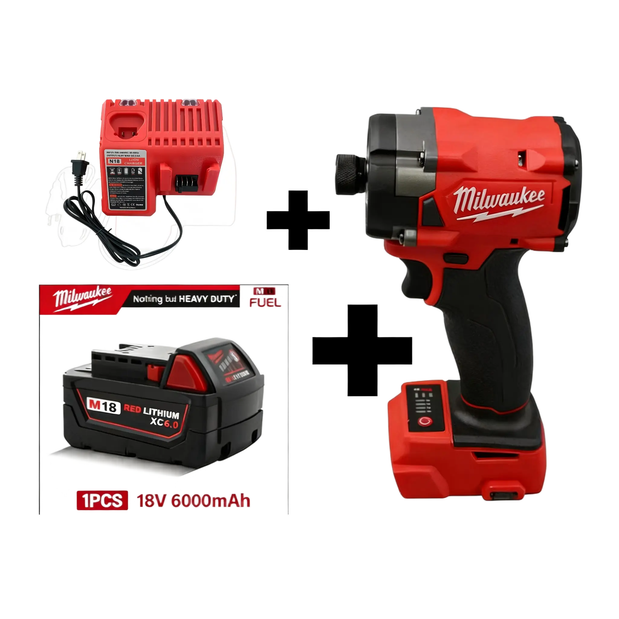 Milwaukee Brushless 18V Lithium Ion Compact Cordless Impact Set 300N.M Driver High Torque Electric Drill Screwdriver tools for Heavy Duty Fastening, Woodworking, Metalworking, Automotive Repair, and Construction shelves