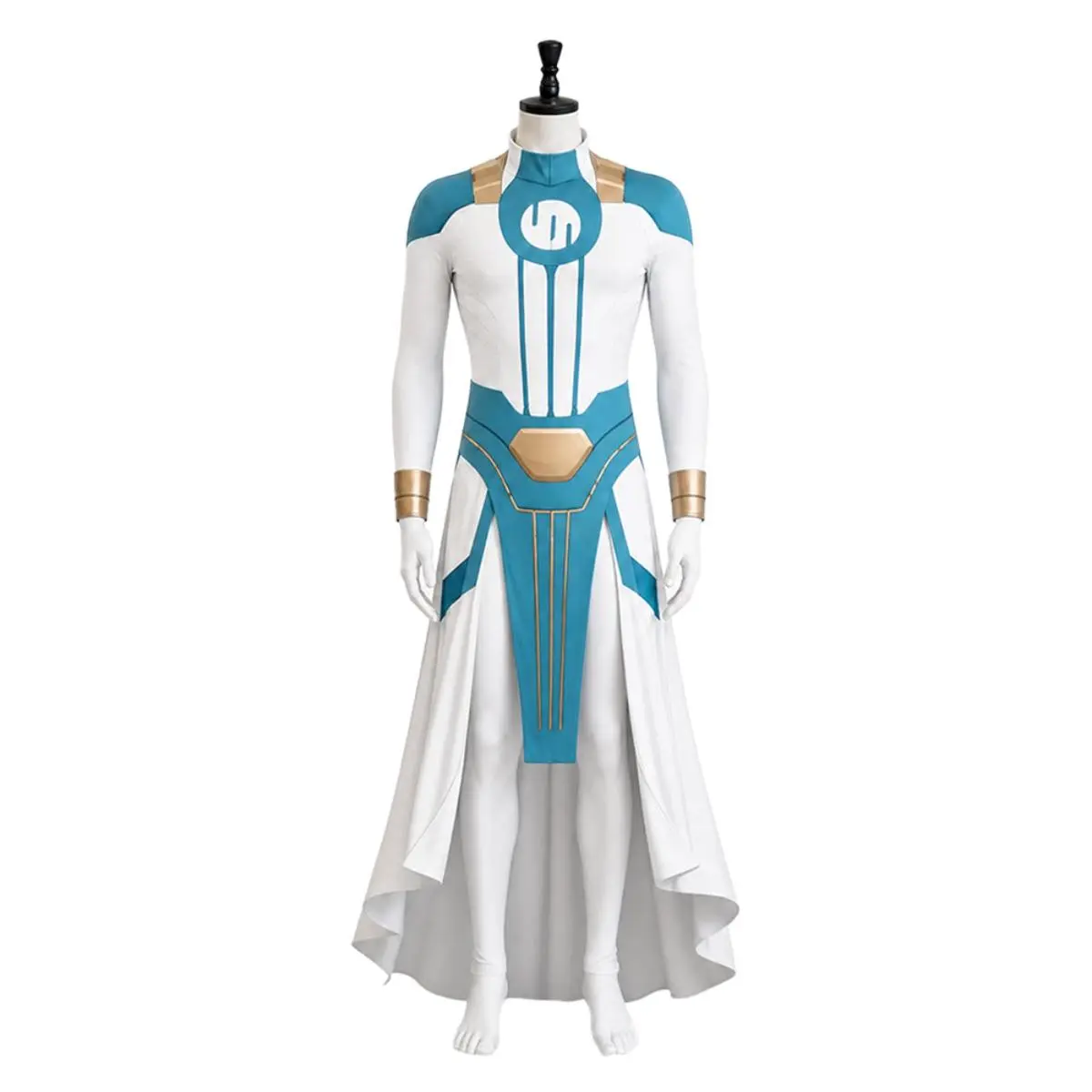 Mark Grayson Viltrumite White Bodysuit Blue Shoulder Waist Cosplay Costume for Comic Con