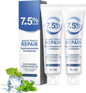 7.5% Hydroxyapatite Toothpaste 2 Pack, Nano Hydroxyapatite Toothpaste Protects Enamel and Strengthens Teeth, Cleans and Cares for Oral Health, Promotes Freshens Breath,4.23oz