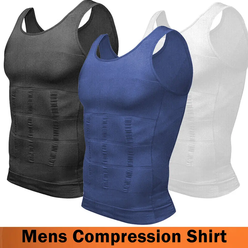 3/2/1 PACK Mens Body Shaper Tummy Vest Compression Shirts Menswear Male Compression Shirt Tank Top Shapewear Workout Tighten Abdomen Undershirt Athletic Compression Under Base Layer Sport Tank Top
