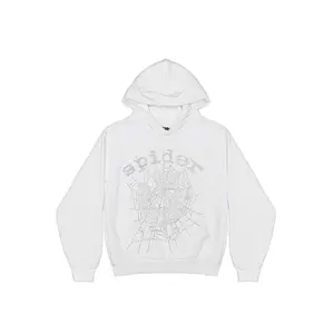 Sp5der OG Rhinestone Logo Hoodie White