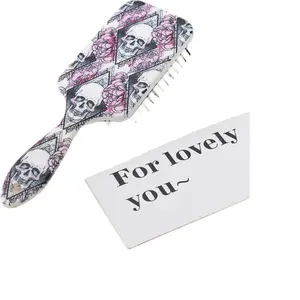 Skull Wig Brush Floral Design