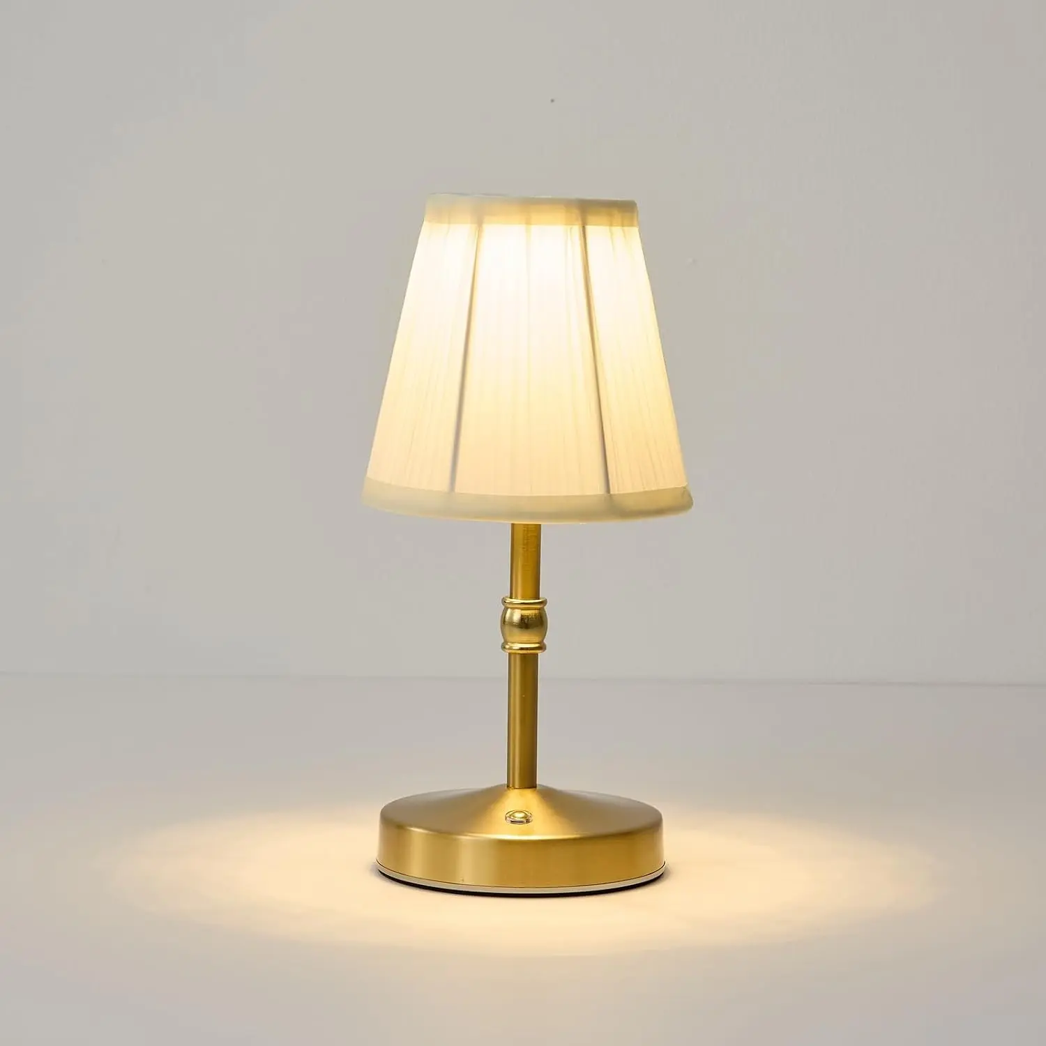 5w Led Cordless Mini Lamps,3000 mah Battery Operated Lamp,3 Color Temperature Dimmable Table Lamp,Gold Rechargeable Table Lamp Fabric,Aesthetic Small kitchen Lamp for Counter,Restaurant,Bar,H9.8"