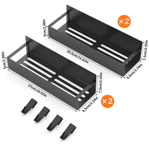Magnetic Spice Rack Organizer 4-Pack, Carbon Steel 1-Layer Durable Kitchen Storage Shelves with Hooks, 0-5kg Capacity, No Drilling, Space-Saving for Refrigerator & Oven, Memorial Day Sale Deals