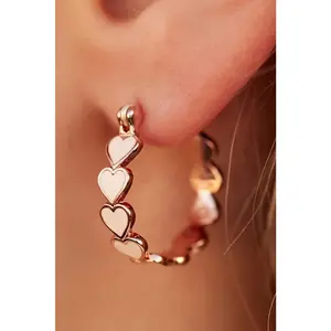 White Valentine Heart Hoop Earrings