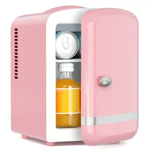 Antarctic Star 4L Mini Fridge Thermoelectric Cooler & Warmer, Portable Cooler for Skincare/Meds/Drinks, 12V DC/120V AC, 15-20℃ Cooling & 55-65℃ Heating, Pink