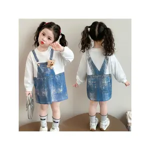 2026 Spring and Autumn New Girls' Denim Dress, Daily Style Dress, Comfortable and Fashionable Full-Set Dress for Little Girls