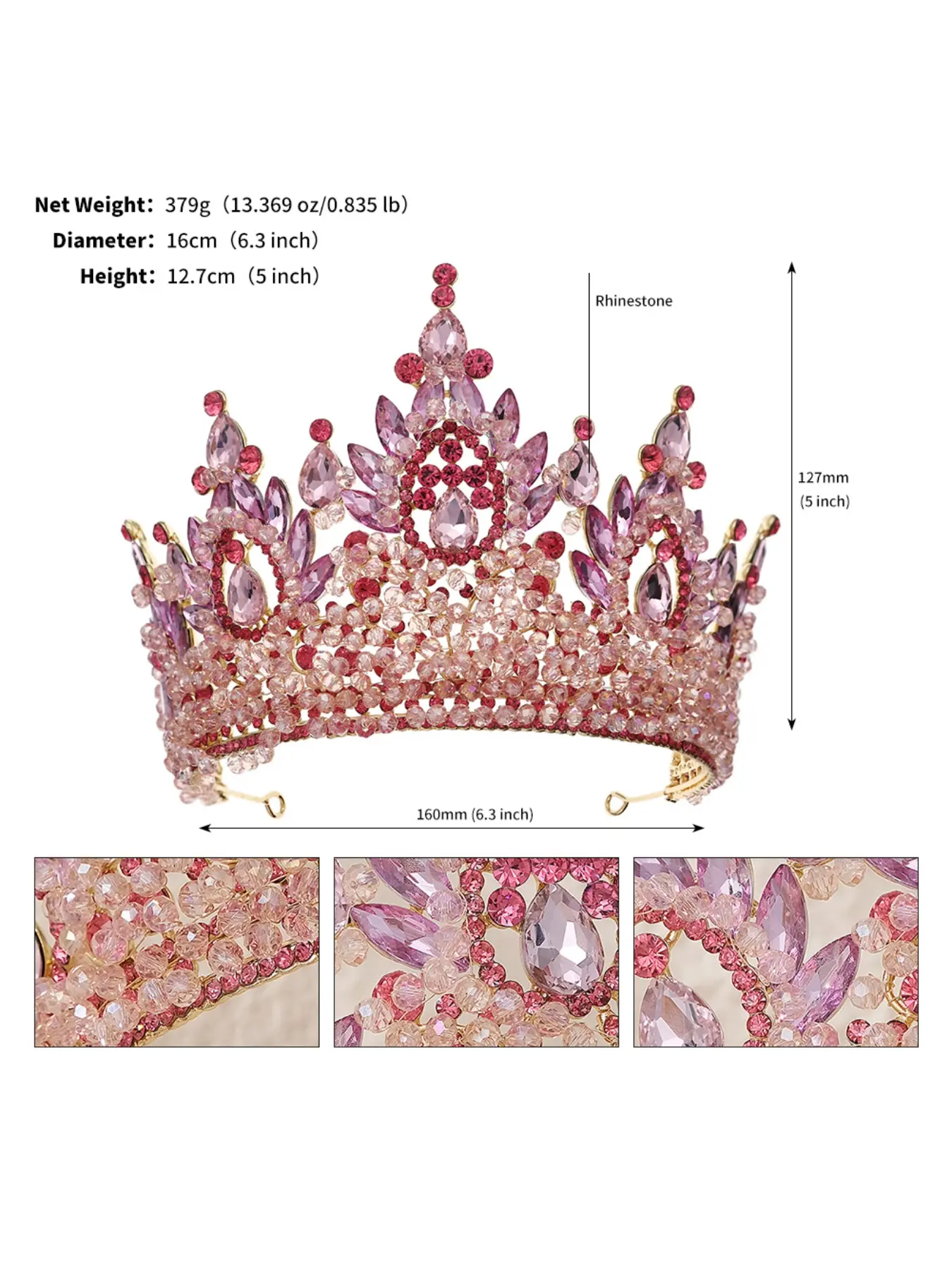 European and American luxury exaggerated beauty pageant runway crown Tiaras bride wedding travel photography headwear Wedding Hair Accessories Bridal Accessory grand handmade crystal bride crown Hairpiece
