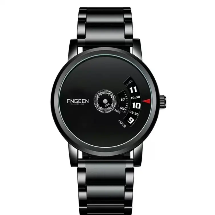 Men's Black Quartz Digital Hybrid Watch - Masculine, Creative Fashion, Minimalist Business-Casual, Sporty, Water-Resistant Round Wristwatch, Birthday Gift for Him, Black Quartz Watches, Birthday Gifts For Him, Men's Watches