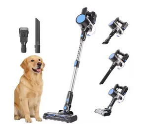 Cordless Stick Vacuum Cleaner, 3-in-1 Stick Lightweight Vacuum for Pet Hair Carpet Floor Home, Blue-Silver
