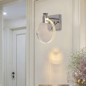 Chrome Crystal Wall Lamp, 1 Pcs. Wired Wall Lamp, Warm Light For Bedroom, Living Room, Bar ,Hallway, Interior Decorative Lighting, Home Decor Light