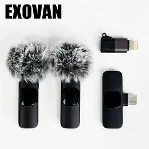 2 pcs Wireless Mini Microphones for iPhone, Android, iPad - Mini Wireless Clip-on Microphones Crystal Clear Sound Quality for Recording, Live Streaming,Vlog microfono minimic usb c interface smartphone