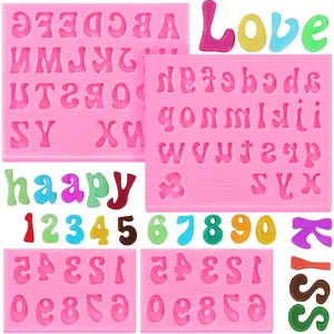 Fondant Mold  Molds, 0-9 Number and 26 Letters  Molds for Cake/Cupcake Topper Cookies Desserts Decoration(4 pack)