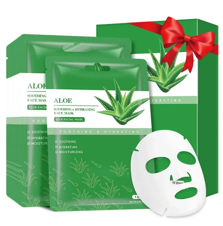 Aloe Vera Soothing Mask Hydrating Face Masks Skincare Moisturizing Facial Sheet Mask Skin care for Dry, Oily, Sensitive Skin Face Mask for Acne, Sun Care, Calming, Refreshing 25ml/0.88oz, 10 Pack