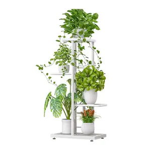 Space-Saving 4 Tier Metal Plant Stand - Tall Corner Display Rack for 5 Potted Plants - Multi-Layer Flower Pot Holder for Living Room, Patio, Balcony - Sturdy Shelf for Indoor Outdoor Use